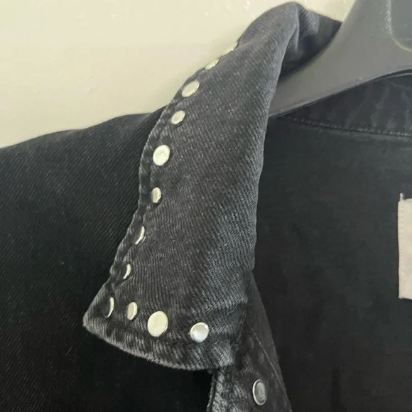 Zara Grunge punk rock Black Denim Jacket with Silver Studs #Modernmideival - Picture 10 of 13